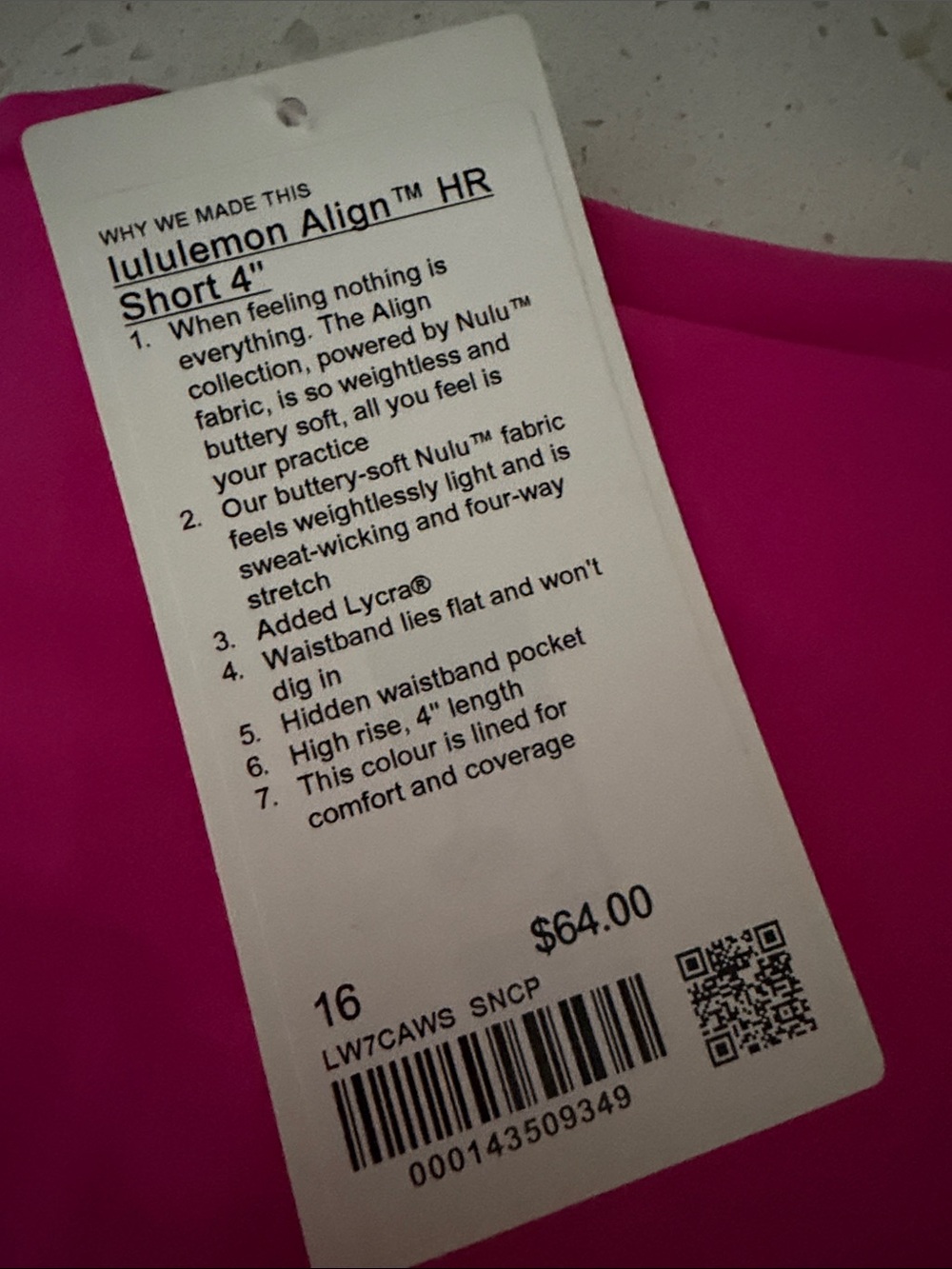 lululemon athletica Align High-Rise 4" Short — Hot Pink